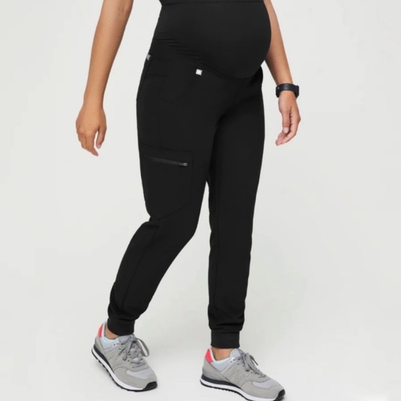 NWT FIGS Zamora Maternity Tall Jogger Scrub Pants - XXST 2XST - Black - Picture 1 of 11
